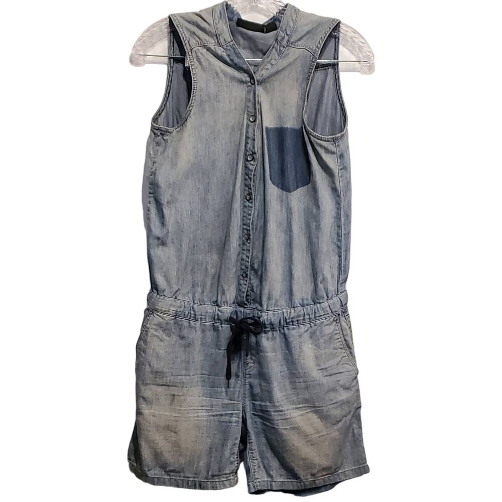 DKNY Denim Style Romper One Piece Light Washed Jumpsuit Size 2